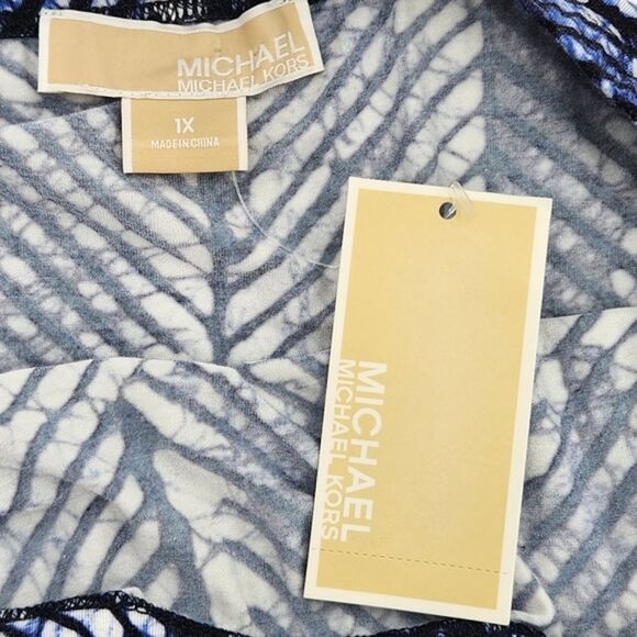 Michael Kors Maxi Midi Skirt Plus Size 1X Palm Print Side Splits Stretchy Beachy - Picture 3 of 8